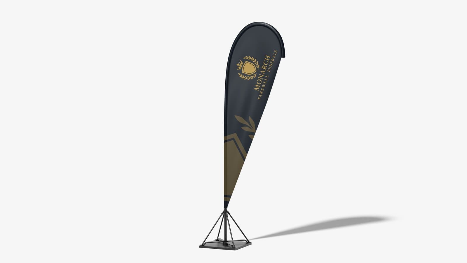 Monarch Farewell Funerals: Navy and gold dignity for a farewell services brand.