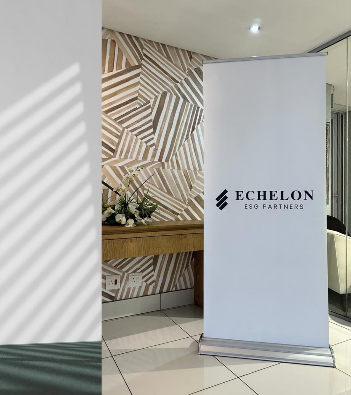 Echelon banner photographed at an event