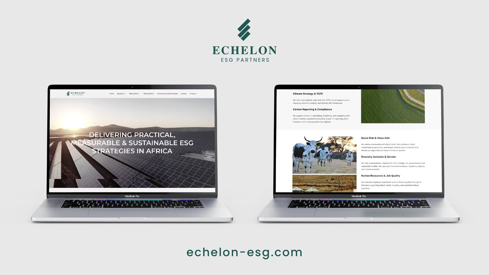 Echelon ESG website on two laptops