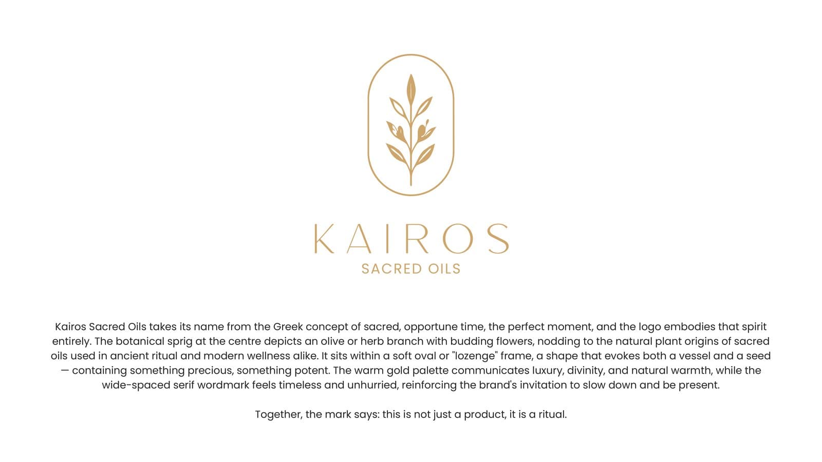 Kairos Sacred Oils botanical gold mark